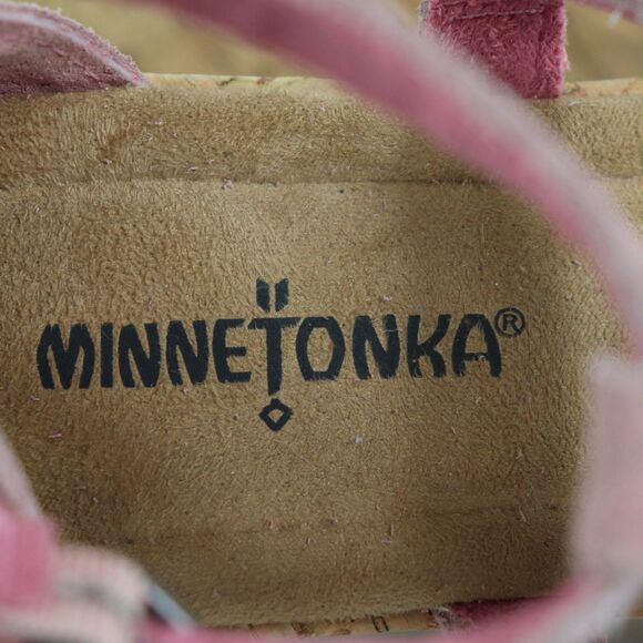 Minnetonka Lincoln Pink Wedge Suede Sandals 9 - Picture 7 of 9